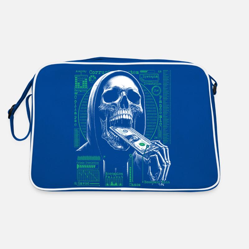 Hacker Skull Eating Dollar - Anarchy & Corruption Retro Bag