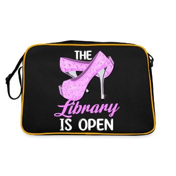 the library is open Design for a joke enthusiast - Retro Bag - black/gold - Back