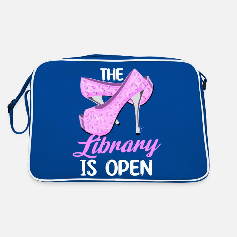 the library is open Design for a joke enthusiast Retro Bag