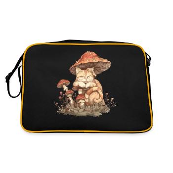 Cute cats on a toadstool - Retro Bag - black/gold - Back