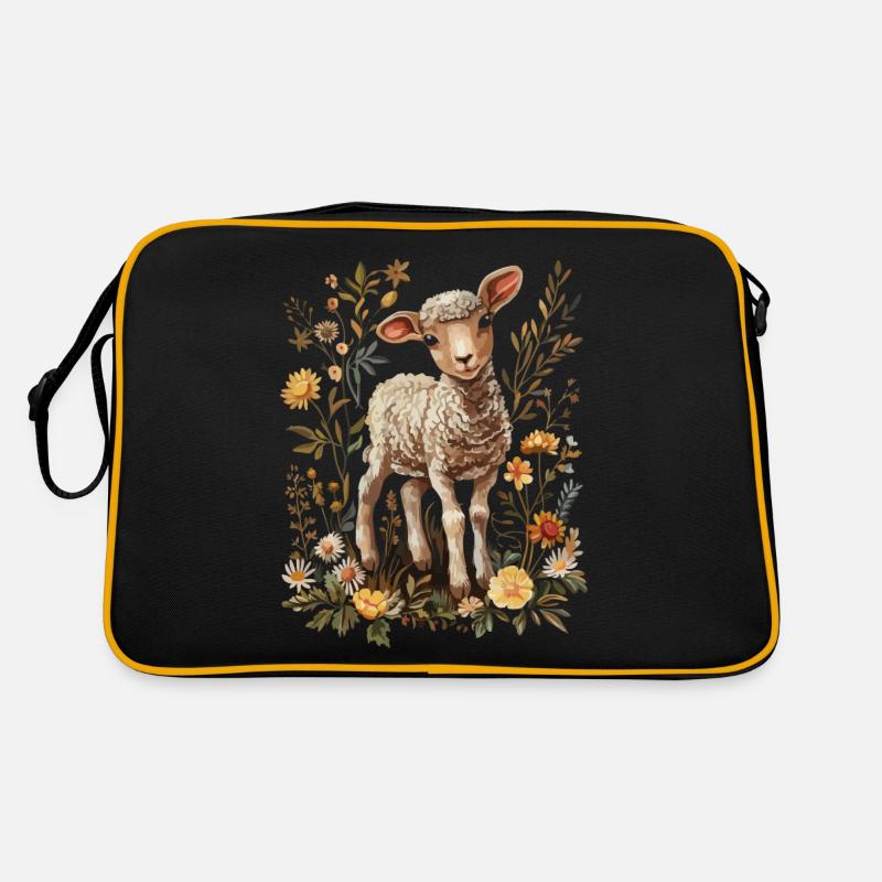 Niedliches Lamm Mit Gänseblümchen Retro Tasche