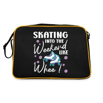 Roller Skating Skate Skating Into Weekend Gift - Retro Tasche - Schwarz/Gold - Hinten