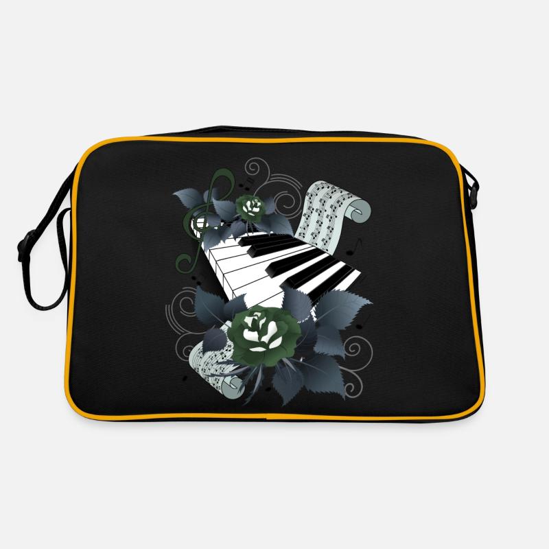 Piano with roses grey-blue Retro Bag