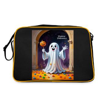 Fantôme joyeux avec citrouille - Sac Retro - noir/or - Dos
