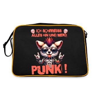 Je m’en fiche - Schmeiss alles hin werd Punk Punkrock - Sac Retro - noir/or - Dos