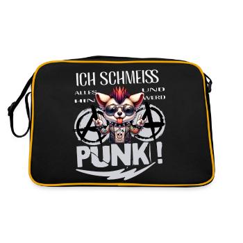 Je m’en fiche - Schmeiss alles hin werd Punk Punkrock - Sac Retro - noir/or - Dos