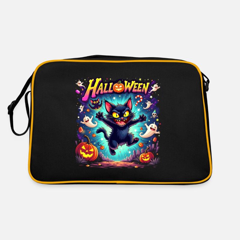 Spooky Paws and Halloween Caws Crazy Halloween Cat Retro Tasche