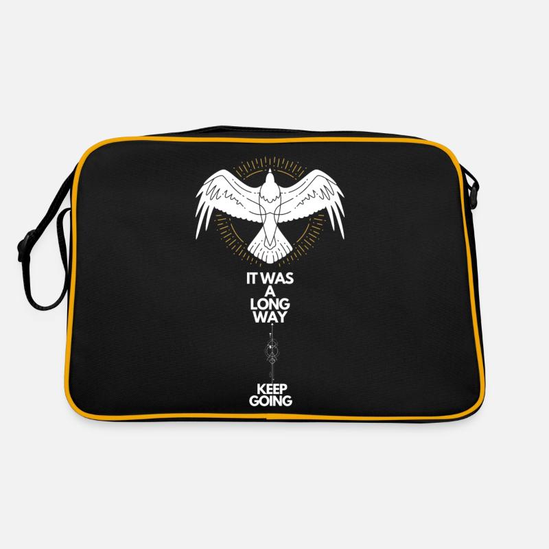 Keep going Nordisches Motivations Design - Retro Tasche - Schwarz/Gold