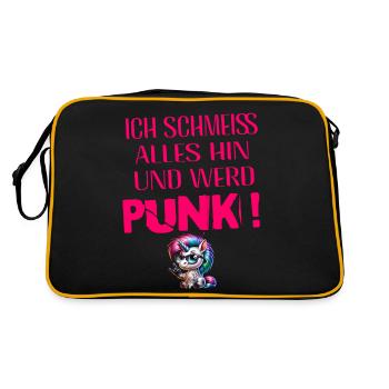 Je m’en fiche - Schmeiss alles hin werd Punk Punkrock - Sac Retro - noir/or - Dos