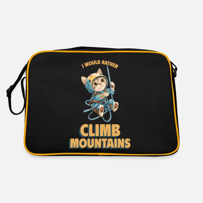 I would rather climb mountains Bergklettern Katze Retro Tasche