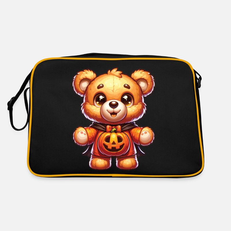 Halloween Teddybär Halloween Bär - Retro Tasche - Schwarz/Gold