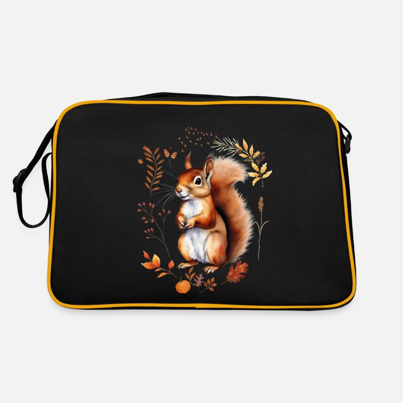 Écureuil d’automne design feuilles colorées Sac Retro