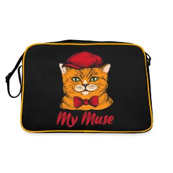 Artist Painter Graphic My Cat Drawing Artist - Retro Tasche - Schwarz/Gold - Hinten