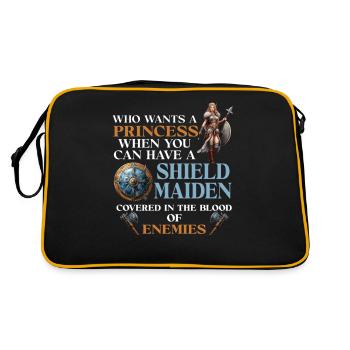 Who wants a princess when you're a shieldmaiden - Retro Bag - black/gold - Back
