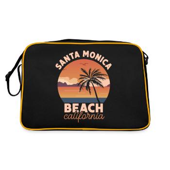 Santa Monica Beach California Sonnenuntergang - Retro Tasche - Schwarz/Gold - Hinten