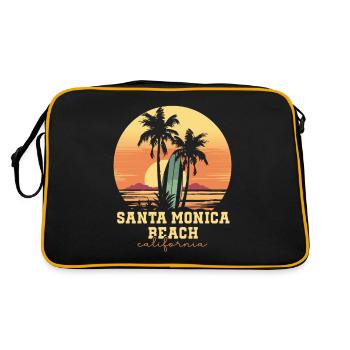 Santa Monica Beach California Sonnenuntergang - Retro Tasche - Schwarz/Gold - Hinten