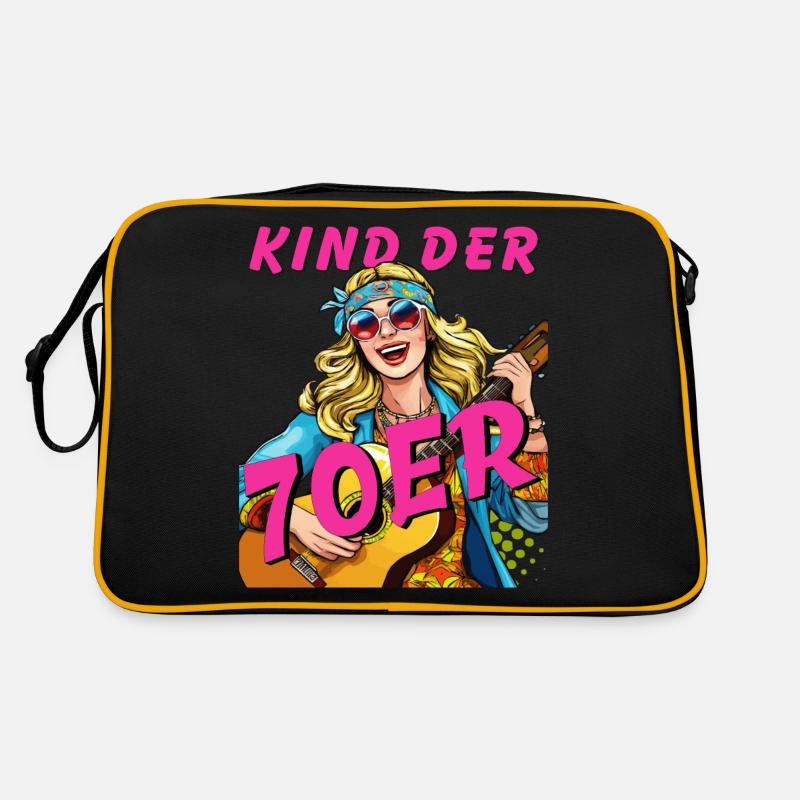 FRAU KIND DER 70er - Retro Tasche - Schwarz/Gold