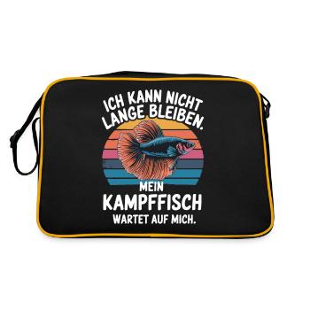 Mein Kampffisch wartet auf mich - Retro Tasche - Schwarz/Gold - Hinten