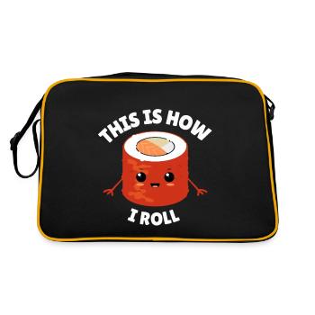 Funny Sushi.Funny food pun - Retro Bag - black/gold - Back