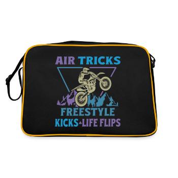 Dirt Biker Riding Air Tricks Freestyle Dirt Bike - Retro Bag - black/gold - Back