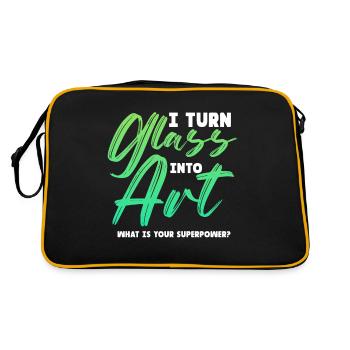 I Turn Glass Into Art Stained Glass Artist - Retro Tasche - Schwarz/Gold - Hinten