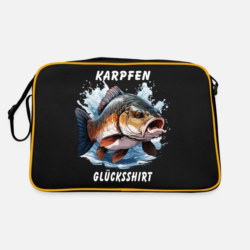 KARPFEN GLÜCKSSHIRT - Retro Tasche - Schwarz/Gold