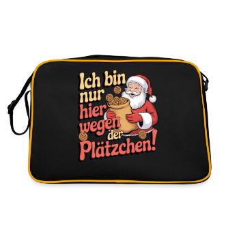 Ich bin nur hier wegen der Plätzchen - Retro Tasche - Schwarz/Gold - Hinten