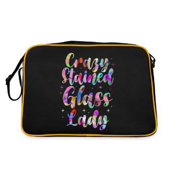 Crazy Stained Glass Lady Glass Painting Mosaic - Retro Tasche - Schwarz/Gold - Hinten