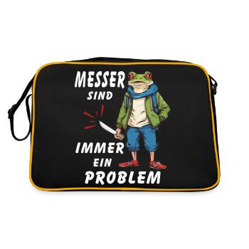FROSCH MESSER SIND IMMER EIN PROBLEM - Retro Tasche - Schwarz/Gold - Hinten