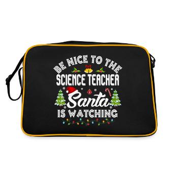 Be Nice To The Science Teacher Matching Christmas - Retro Bag - black/gold - Back