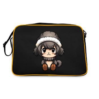 Affe Winter Comic Niedlich - Retro Tasche - Schwarz/Gold - Hinten