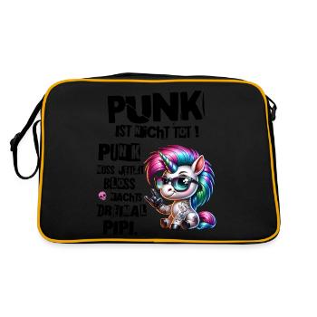 Punk Rock - Ich bin alt aber Punk ist nicht tot - Retro Tasche - Schwarz/Gold - Hinten