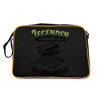 Legenden altern nicht sie gehen Bücher lesen - Retro Tasche - Schwarz/Gold - Hinten