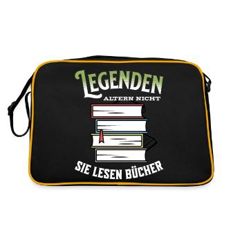 Legenden altern nicht sie gehen Lesen Bücher - Retro Tasche - Schwarz/Gold - Hinten