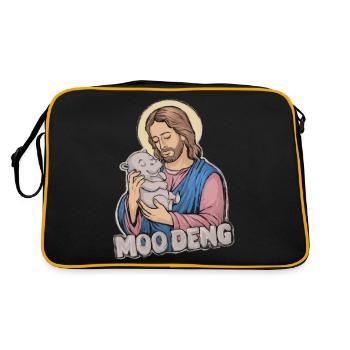 Hippopotame bébé Moo Deng Idée cadeau pour les amoureux des animaux - Sac Retro - noir/or - Dos