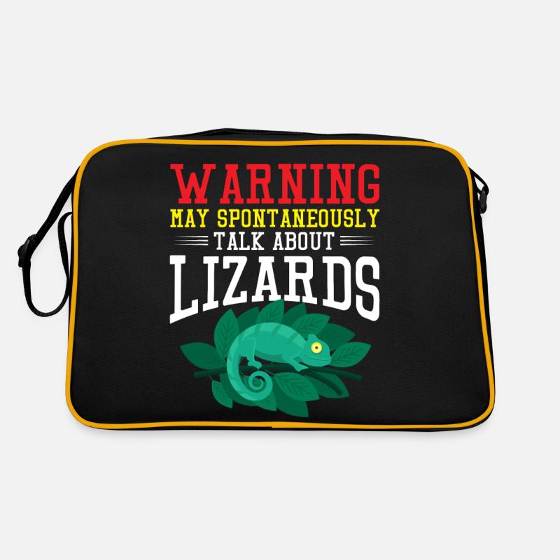 Warning spontaneously talk about lizards Design - Retro Tasche - Schwarz/Gold