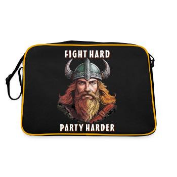 WIKINGER FIGHT HARD PARTY HARDER - Retro Tasche - Schwarz/Gold - Hinten