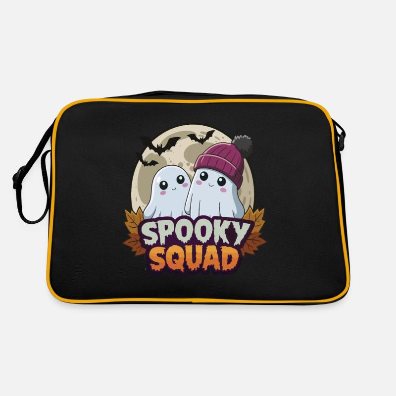 Halloween Spooky Squad Geist mit Mütze - Retro Tasche - Schwarz/Gold