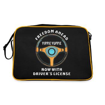 STEERING WHEEL FREEDOM AHEAD - Retro Tasche - Schwarz/Gold - Hinten