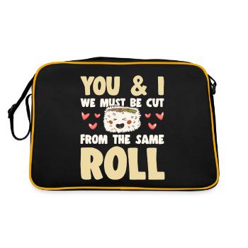 Japanese Food Lover We Cut Form Same Sushi Roll - Retro Tasche - Schwarz/Gold - Hinten