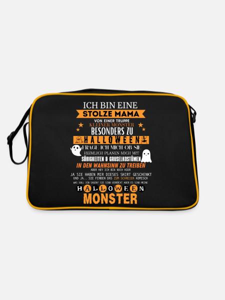 ich bin eine stolze Mama Halloween lustig - Retro Tasche - Schwarz/Gold - Hinten