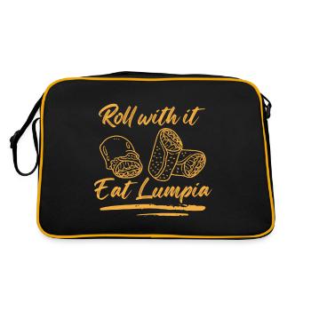 roll with it eat lumpia Design for a lover of - Retro Tasche - Schwarz/Gold - Hinten