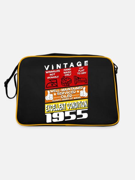 70 years old Vintage 1955 women & men Birthday - Retro Tasche - Schwarz/Gold - Hinten