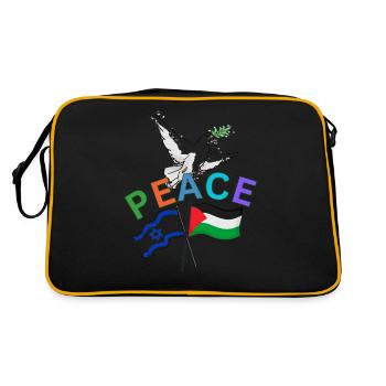 Peace Dove Palestine Israel Flag - Retro Bag - black/gold - Back