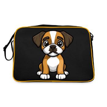 Boxer chien bande dessinée mignon - Sac Retro - noir/or - Dos