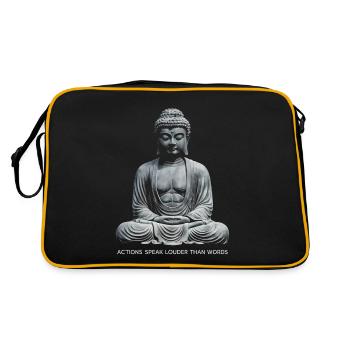 Citation de Bouddha Les actions parlent plus fort que les mots - Sac Retro - noir/or - Dos