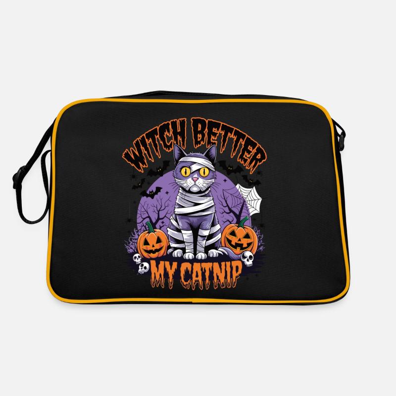 Halloween Cat Forget Candy Give Me A Cat Retro Bag