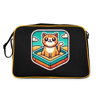 Cute Cat sitting in the sandbox - Retro Bag - black/gold - Back