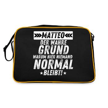 Matteo Der Grund Cooles Fun Shirt Männer Casual - Retro Tasche - Schwarz/Gold - Hinten