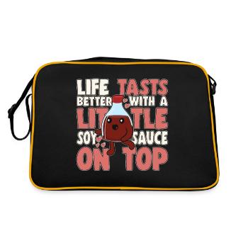Japanese Food Lover Life Tasts Better With Soy Sau - Retro Tasche - Schwarz/Gold - Hinten